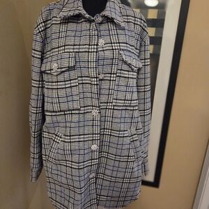 Fashion Nova Jacket With Rhinestone Button, Size Large (Best Fit MediumL